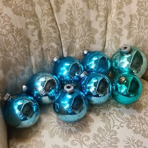 Vintage Glass Ball Ornament Light Blue